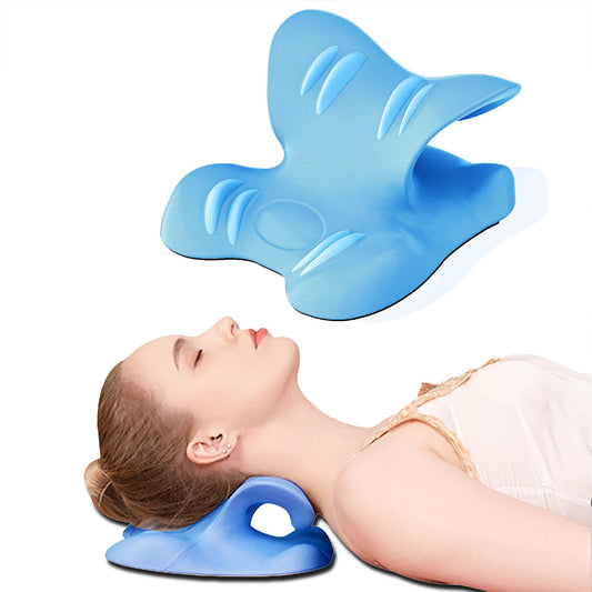 Ergonomic Neck Stretcher Pillow for Pain Relief – Blue