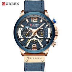 Military Leather Chronograph Wristwatch